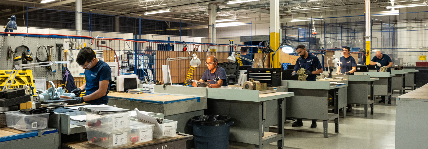 Aeropol aviation MRO technicians working on aircraft component repair and overhaul